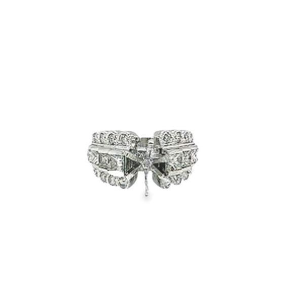 18k White Gold Diamond Round Bezel Corner Princess Cut Engagement Ring 2.86c - LA DIAMOND