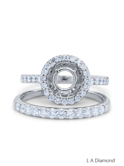 14K White Gold Round Cut Diamond Engagement Ring (0.86 ct)