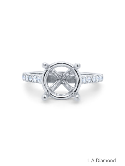 14K White Gold Round Cut Diamond Semi-Mount Engagement Ring (0.42 ct)