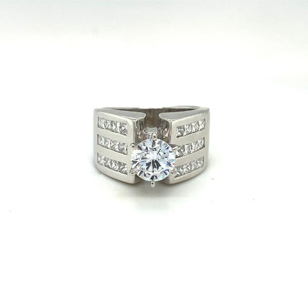 1.20 CT. T.W. Composite Round Diamond Frame Multi-Row Ring In White Gold - LA DIAMOND