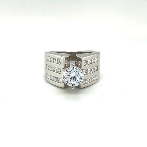 1.20 CT. T.W. Composite Round Diamond Frame Multi-Row Ring In White Gold - LA DIAMOND