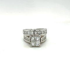 2.44 CT. T.W. Quad Princess-Cut Diamond Bridal Set in White Gold - LA DIAMOND