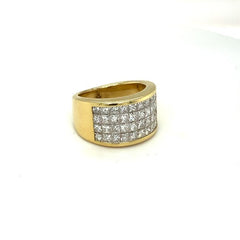 3.10 CT. T.W. Composite Diamond Multi-Row Ring in Yellow Gold - LA DIAMOND