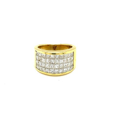 3.10 CT. T.W. Composite Diamond Multi-Row Ring in Yellow Gold - LA DIAMOND