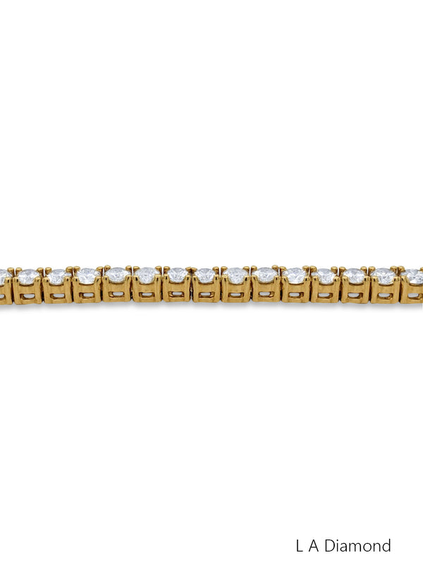 14k Yellow Gold Diamond Round Cut Tennis Bracelet 8.90c - LA DIAMOND