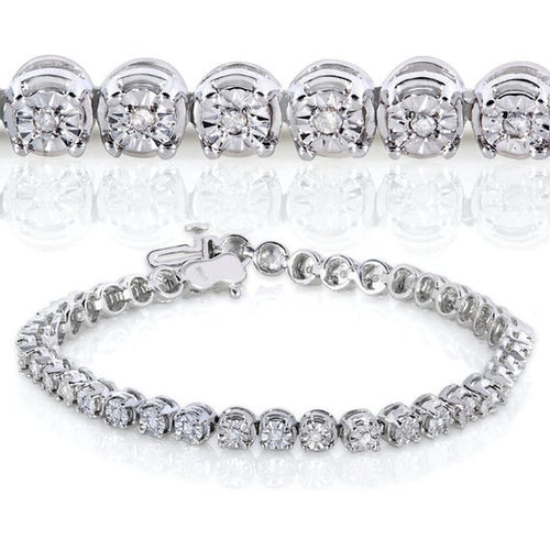 White Gold Diamond Round Cut Tennis Bracelet - LA DIAMOND