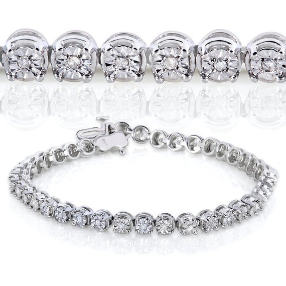 White Gold Diamond Round Cut Tennis Bracelet