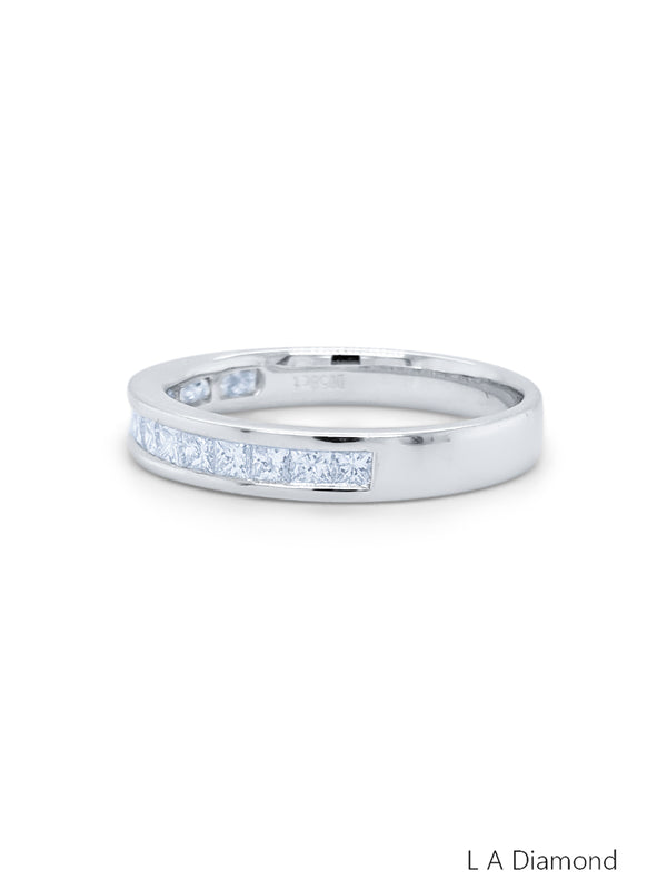 14k White Gold Diamond Princess Cut Wedding Band 78c - LA DIAMOND
