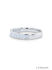 14k White Gold Diamond Princess Cut Wedding Band 78c