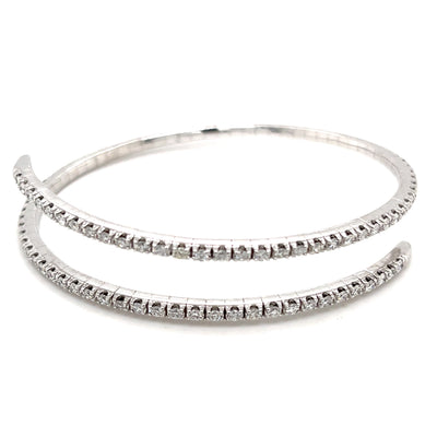 14k White Gold Diamond Round Cut Tennis Bracelet 2.40c