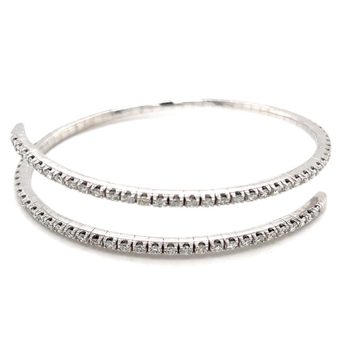 14k White Gold Diamond Round Cut Tennis Bracelet 2.40c - LA DIAMOND