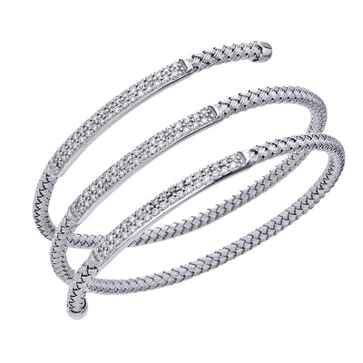 White Gold Diamond Round Cut Wrap Bracelet