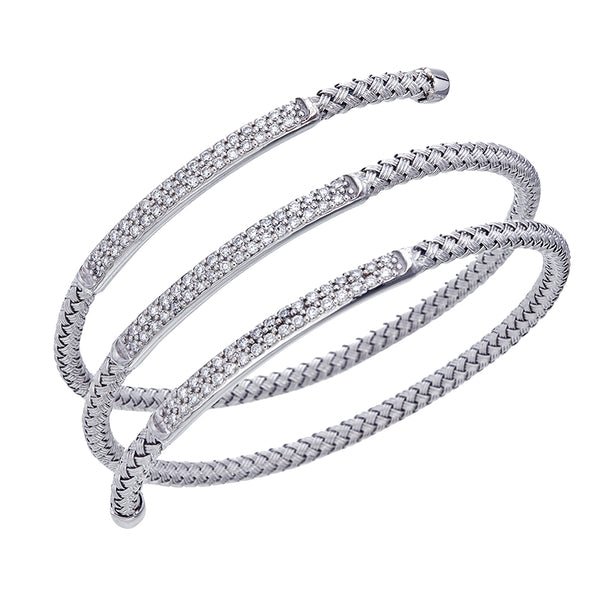 White Gold Diamond Round Cut Wrap Bracelet - LA DIAMOND