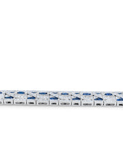 14k White Gold Diamond Bracelet with Sapphire - LA DIAMOND
