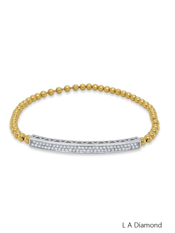 18K Yellow Gold Diamond Round Cut Tennis Bracelet .79c - LA DIAMOND