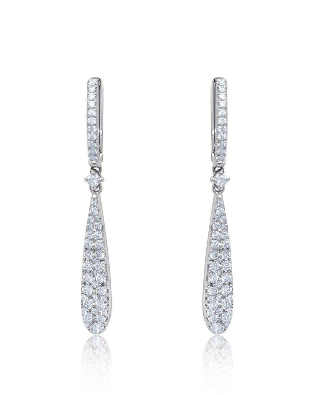 18k White Gold Drop Diamond Earring - LA DIAMOND