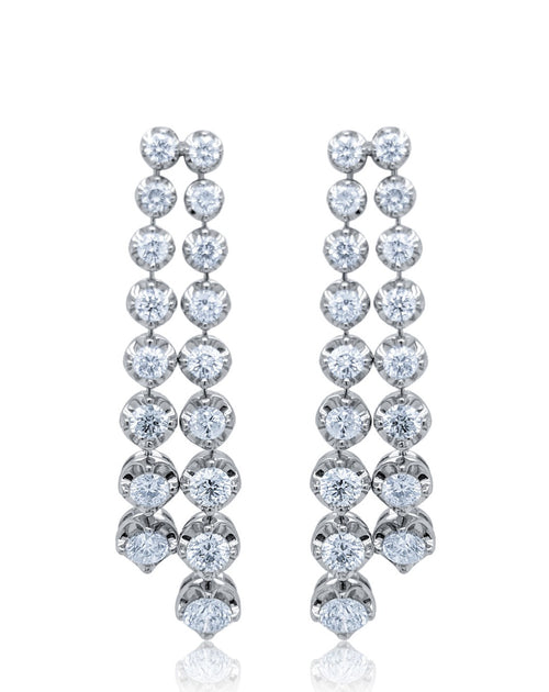 18k White Gold Diamond Round Cut Drop Earring 5c - LA DIAMOND