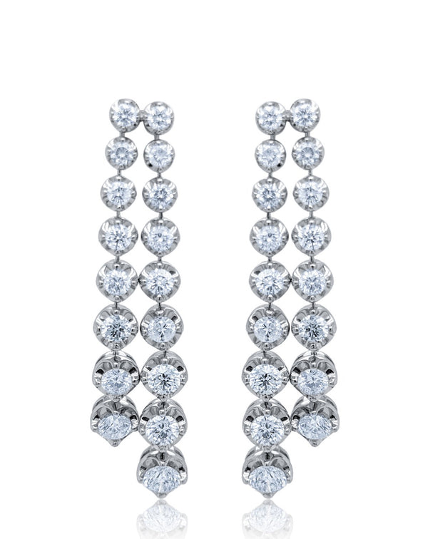 18k White Gold Diamond Round Cut Drop Earring 5c - LA DIAMOND