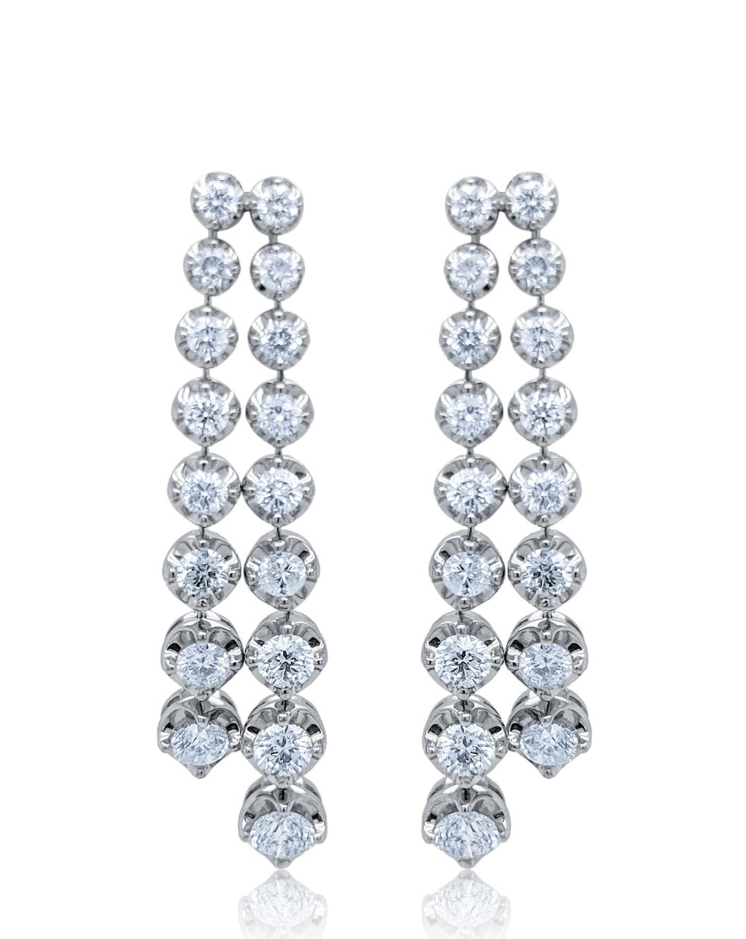 18k White Gold Diamond Round Cut Drop Earring 5c - LA DIAMOND