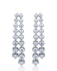 18k White Gold Diamond Round Cut Drop Earring 5c - LA DIAMOND