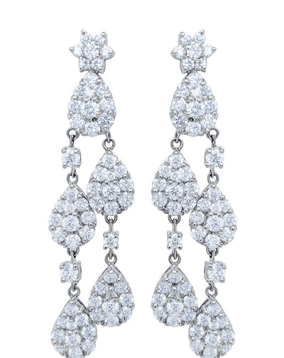 18k White Gold Diamond Pear Cut Drop Earring 9.02c