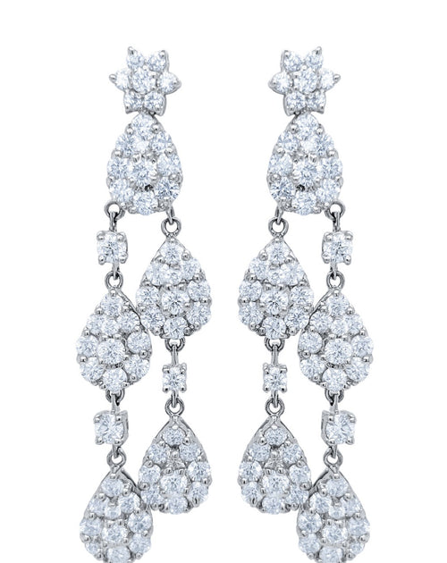 18k White Gold Diamond Pear Cut Drop Earring 9.02c - LA DIAMOND