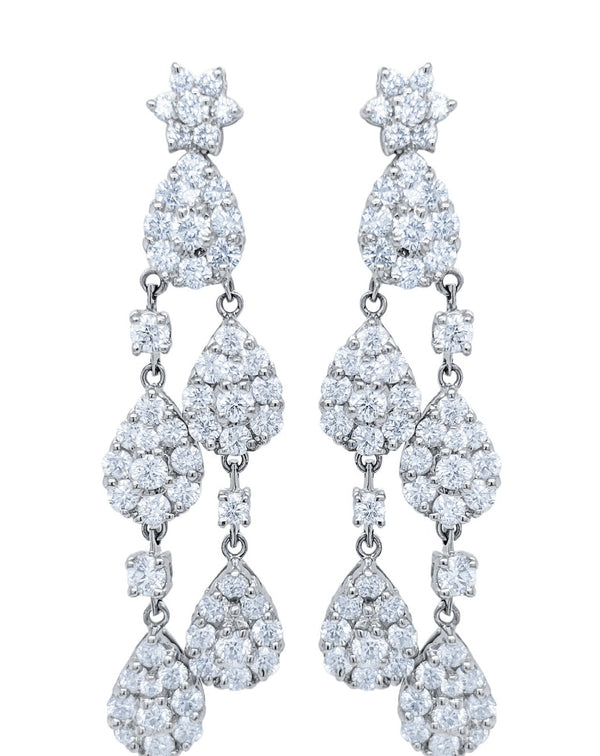 18k White Gold Diamond Pear Cut Drop Earring 9.02c - LA DIAMOND