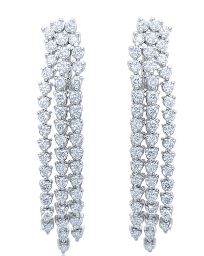 14k White Gold Diamond Round Cut Dangle Earring .45c