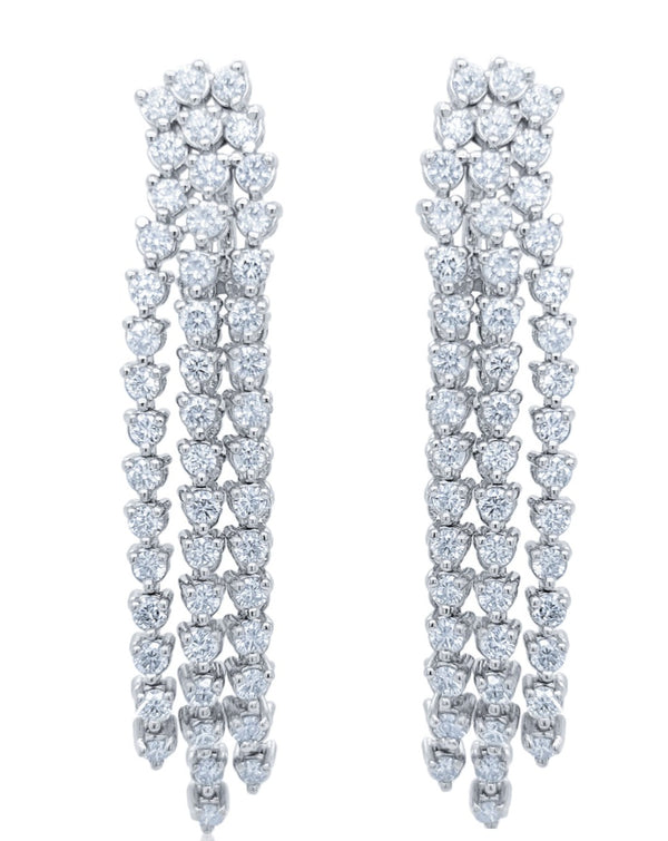 14k White Gold Diamond Round Cut Dangle Earring .45c - LA DIAMOND