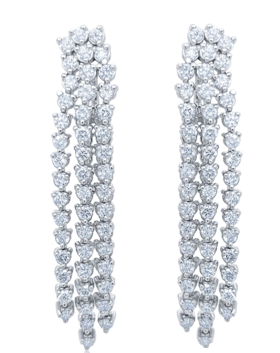 14k White Gold Diamond Round Cut Dangle Earring .45c