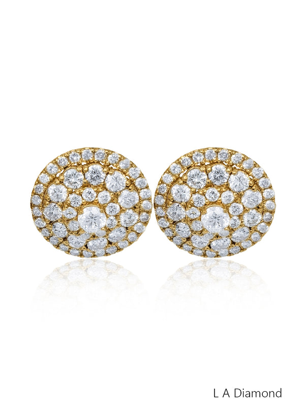 14K White Gold Diamond Round Cut Earring - LA DIAMOND