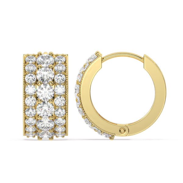 14k White Gold Diamond Round Cut Hoop Earring 1.92c - LA DIAMOND