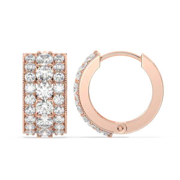 14k White Gold Diamond Round Cut Hoop Earring 1.92c - LA DIAMOND