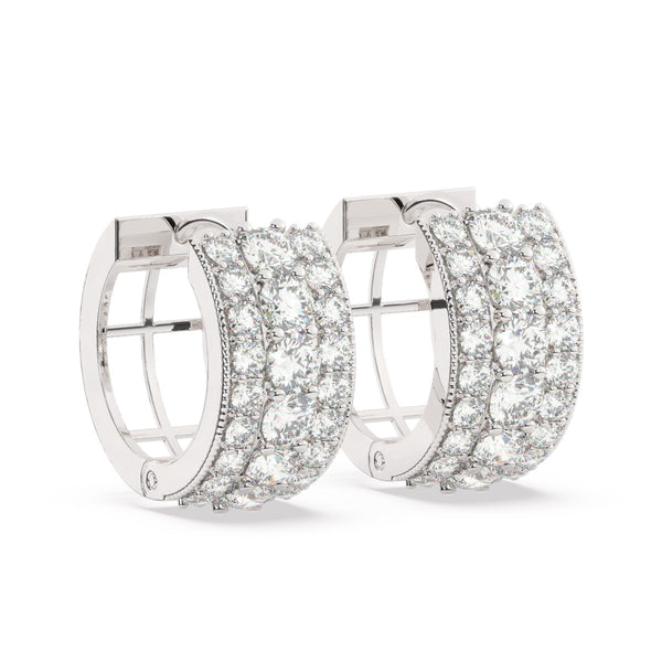 14k White Gold Diamond Round Cut Hoop Earring 1.92c - LA DIAMOND