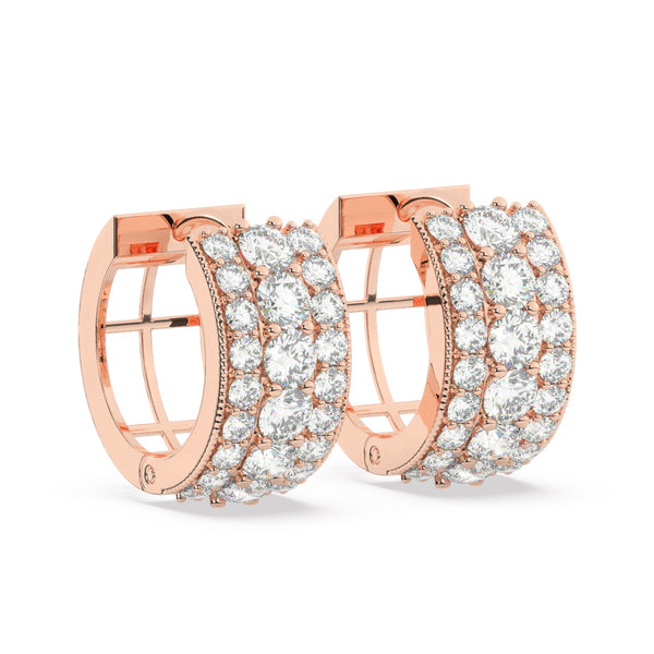 14k White Gold Diamond Round Cut Hoop Earring 1.92c - LA DIAMOND