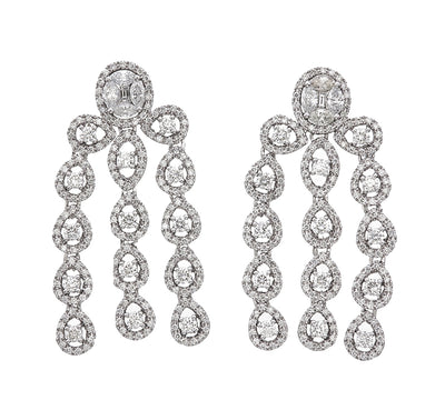14k White Gold Diamond Pear Cut Teardrop Earring 5.18c