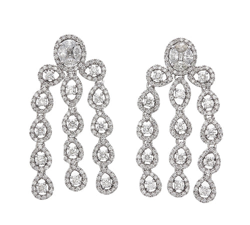 14k White Gold Diamond Pear Cut Teardrop Earring 5.18c - LA DIAMOND