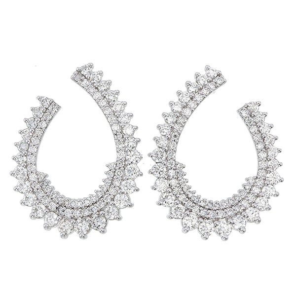 3/4 CT. T.W. Diamond Scatter Circle Earrings in 14K White Gold - LA DIAMOND