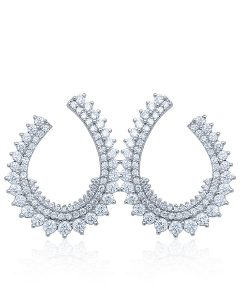 14k White Gold Diamond Round Cut Hoop Earring 3.30c - LA DIAMOND