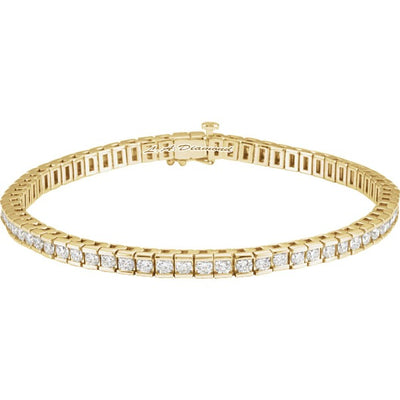 14K Yellow Gold Diamond Round Cut Tennis Bracelet 2/5 CT. T.W.
