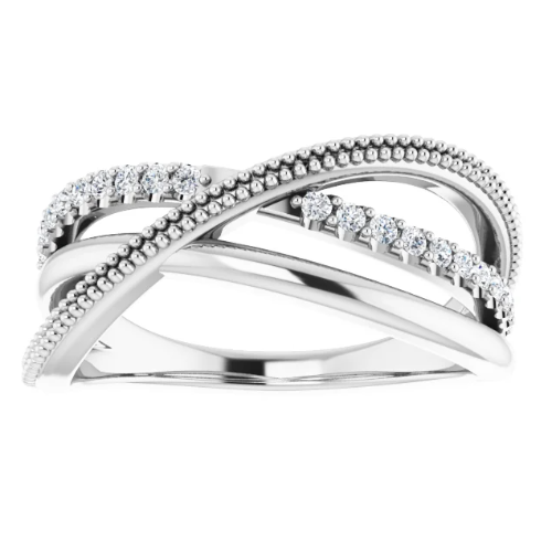 Platinum 1/5 CTW Diamond Criss-Cross Ring - LA DIAMOND