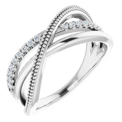 Platinum 1/5 CTW Diamond Criss-Cross Ring - LA DIAMOND