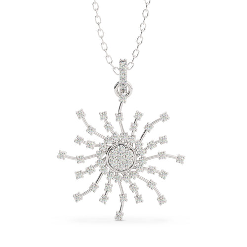 14K White Gold Diamond Round Necklace - LA DIAMOND