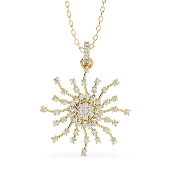 14K White Gold Diamond Round Necklace - LA DIAMOND