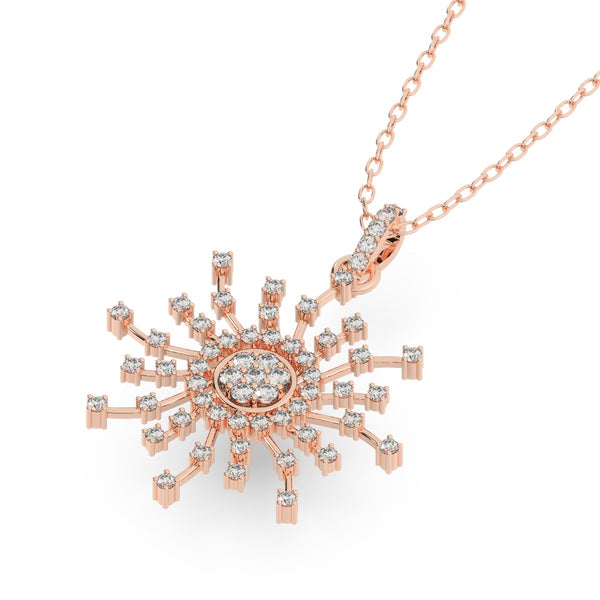 14K White Gold Diamond Round Necklace - LA DIAMOND