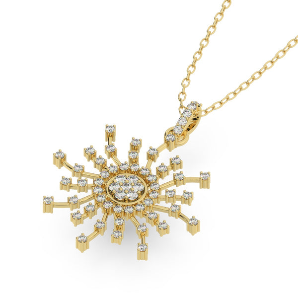 14K White Gold Diamond Round Necklace - LA DIAMOND