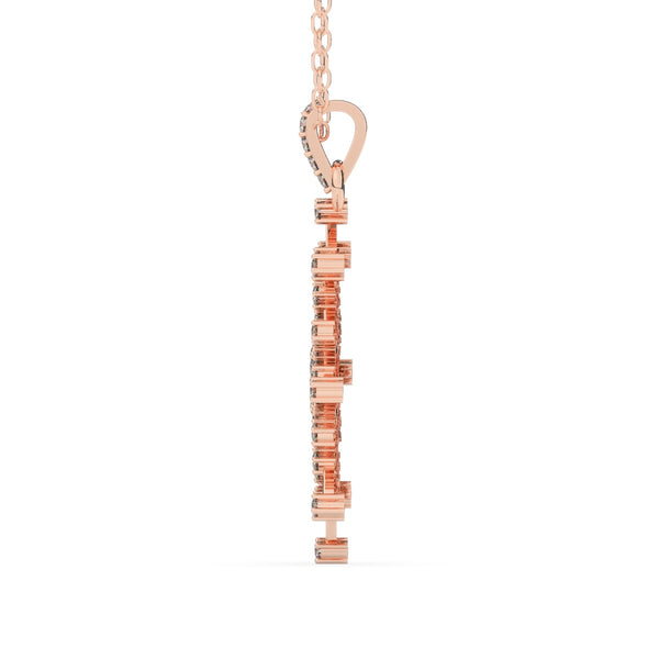 14K White Gold Diamond Round Necklace - LA DIAMOND