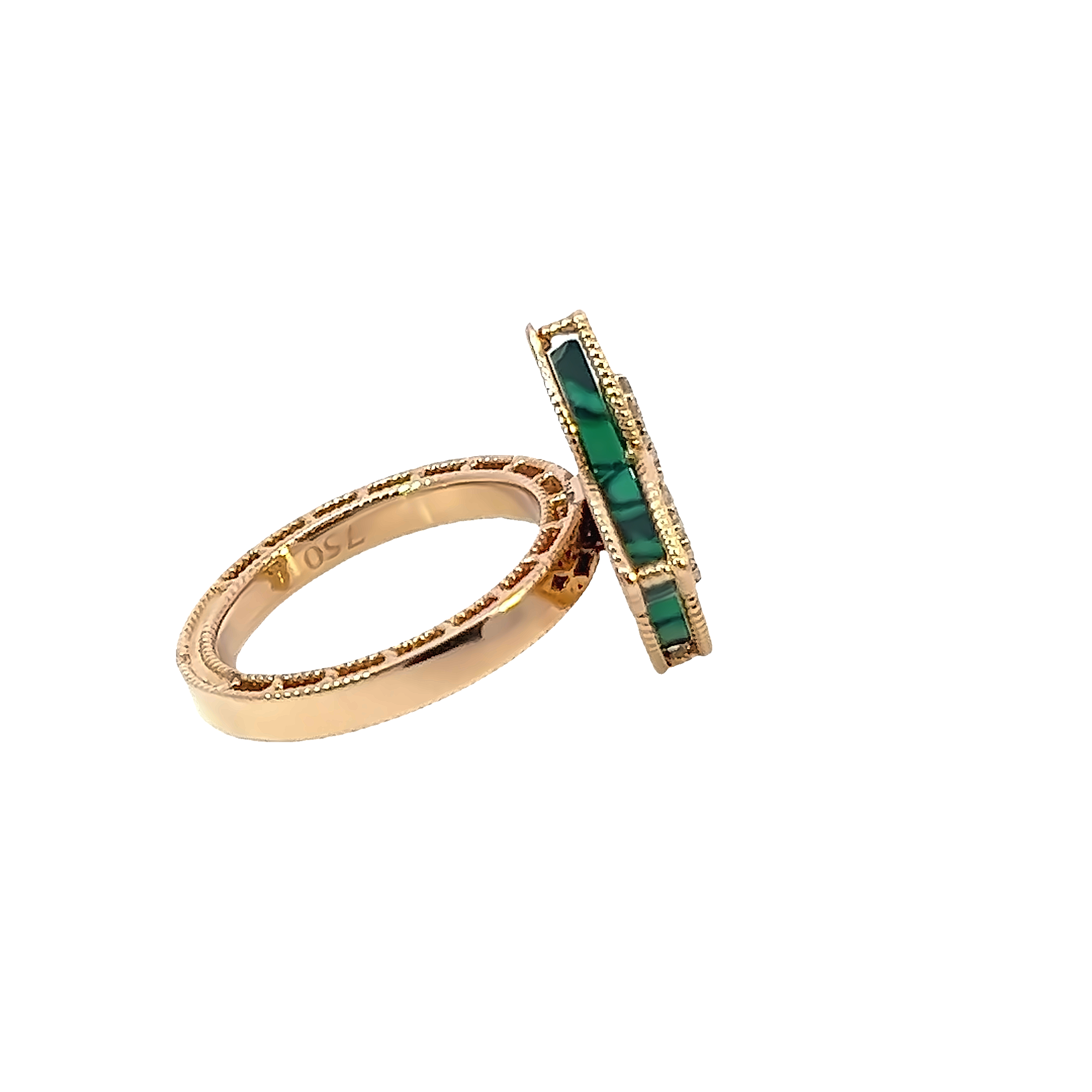 18k Rose Gold Diamond Emerald Marquise Cut Ring .35c