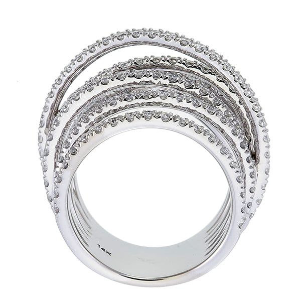 14k White Gold Round Cut Multi Layer Infinity Diamond Ring 2.38c