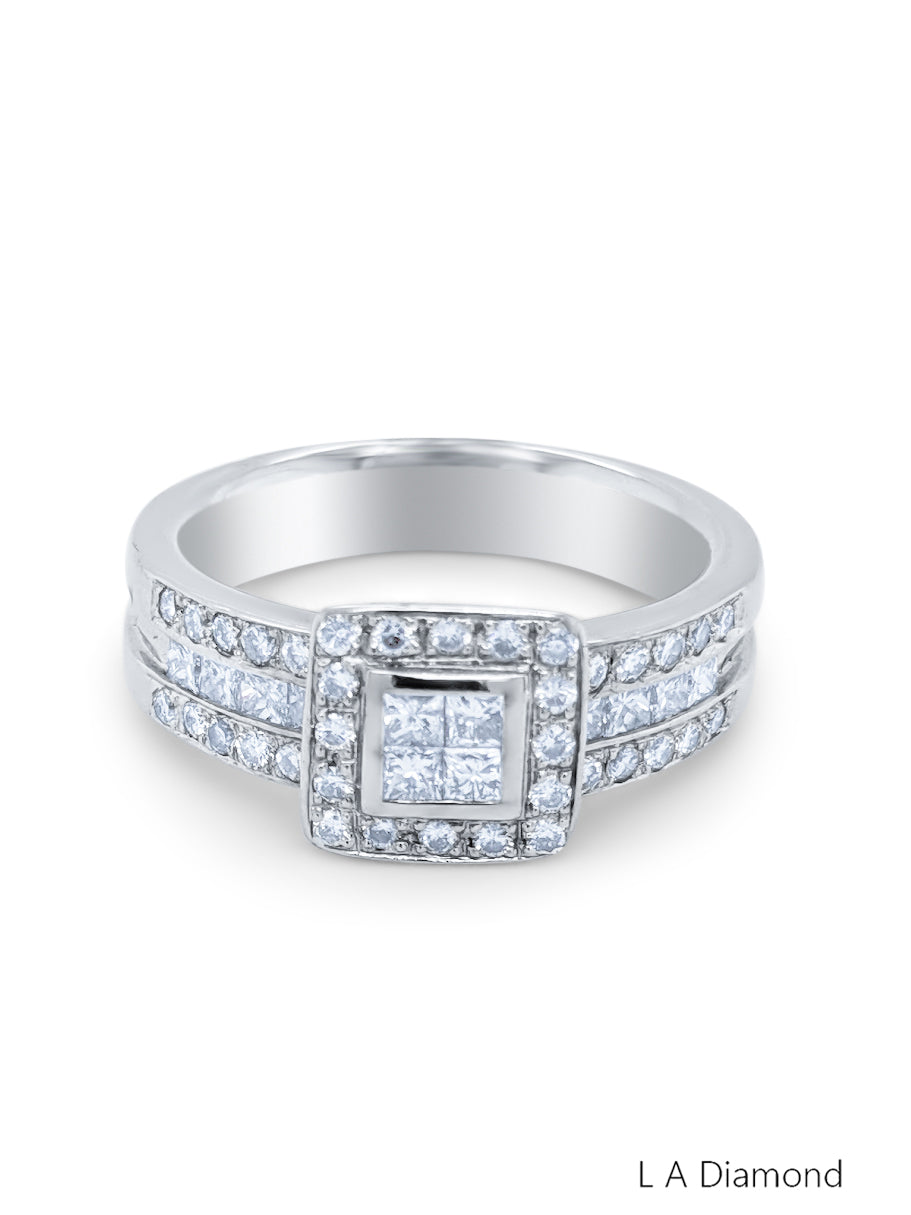14k Gold 2carat Natural Princess Diamond Quad Wedding Band Engagement Ring  Set | eBay